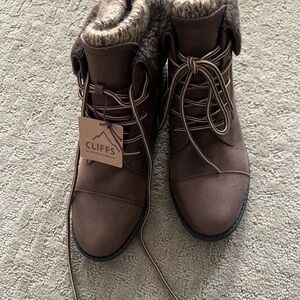 Cliffs by WHITE MOUNTAIN Brown Winter Rain Boots with Plush Lining